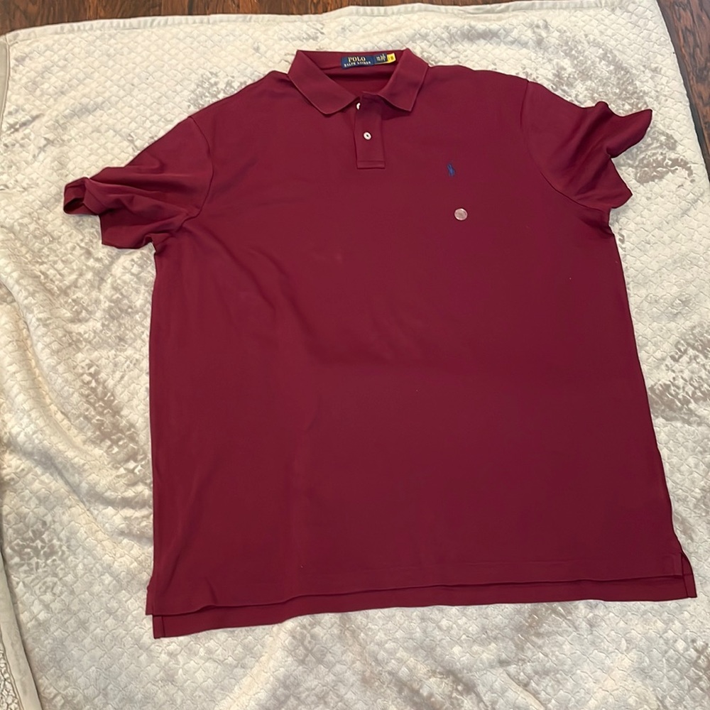 COPY - Men’s Ralph Lauren Polo Soft Cotton Polo Shirt (Color: Wine red w/navy p…
